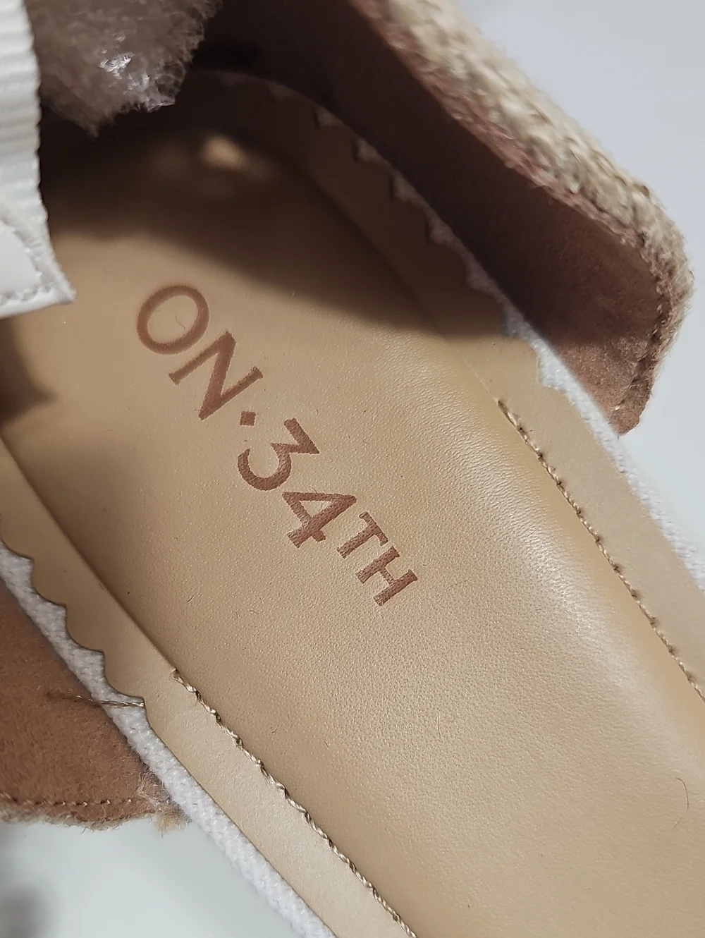 NIB On 34th Melindaa Eyelet Espadrille Wedge Lace Up Sandals White 10 Neutral
